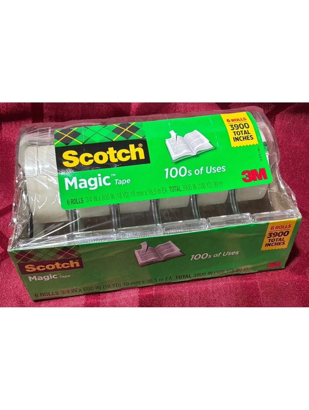 Scotch Magic Tape 6 Rolls, 3/4 in x 650 in (18 yd) Invisible Matte Finish Tape
